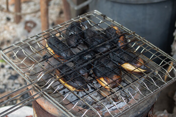 Banana grilled and eat with sweet sauce