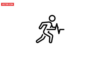 Running Man With Heartbeat Line Icon.