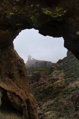 Gran Canaria, landscape of the central part of the island, Las Cumbres, ie The Summits, hiking route to a rock arch called Ventana del Bentayga, the Window of Bentayga