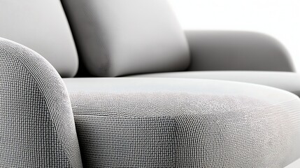 Modern minimalist gray fabric sofa detail showcasing comfortable textured upholstery