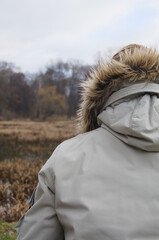 man in winter in a park