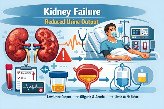 Redused urine output kidney failure patients 