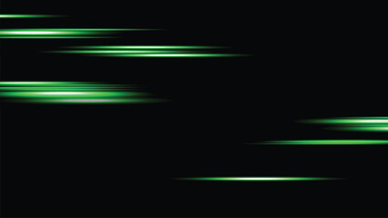 Green neon light streaks on a dark background with motion blur effect