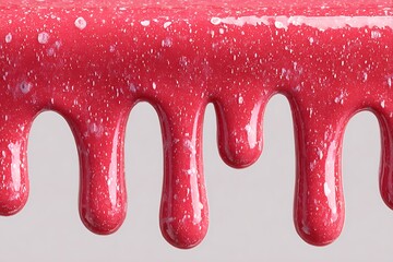 Close-up of Dripping Red Glaze with White Specks liquid sweet