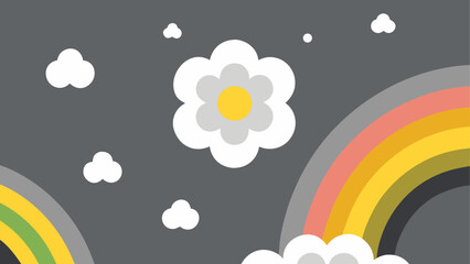 Obraz premium Illustration with rainbows and a flower