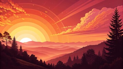 Vibrant Orange Pink Gold Sunset Gradient Background