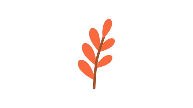 Autumn Leaf Branch Icon Featuring Simple Flat Vector Style with Warm Colors
