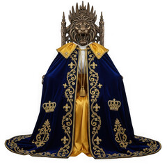 Regal coronation robe royal attire ceremonial garment golden embroidery majestic velvet cloak ornate gown power symbol