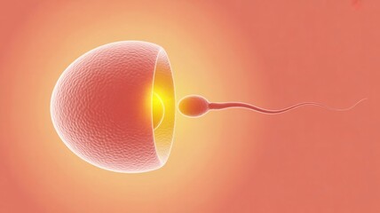 Stunning visualization of sperm fertilizing egg, a powerful illustration of life's beginning for medical research, educational materials, or health campaigns