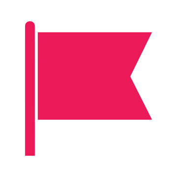 Simple pink flag icon on white background