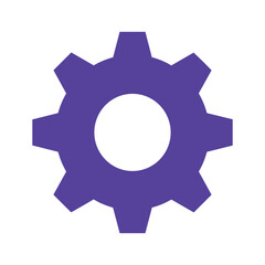 Purple gear icon on white background