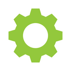 Green gear icon on white background