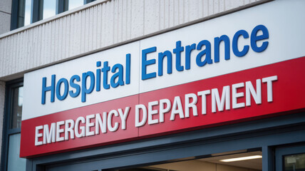 Obraz premium Hospital entrance sign with emergency…