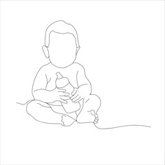 little boy holding a bottle. baby holding feeding bottle