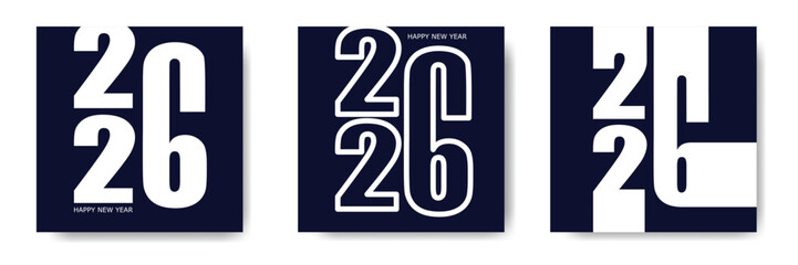 Set of 2026 New Year Number Design. 2026 Happy New Year Text Design. Vector Illustration.