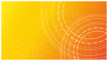 オレンジグラデーションの同心円抽象背景テンプレート／ビジネス・テクノロジーデザインに
