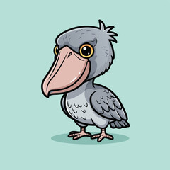 Cute Shoebill Stork Cartoon Character.