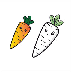 Coloring Book For Kid Carrot Vector