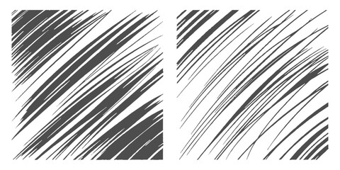 set of marker drawn bold doodle lines seamless pattern. Charcoal marker grunge rough underline hand drawn brushstrokes.  Crosses, oval and strikethroughs. Vector black ink illustration of scribbles.