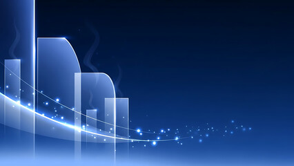 Abstract Digital Cityscape with Glowing Blue Lines and Particles Representing Data Flow and Technological Advancement, Ideal for Modern Business and Futuristic Design Concepts