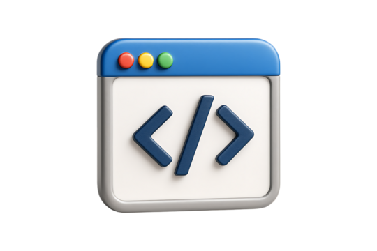 Developer Code Symbol Interface Isolated on a Transparent Background - Powered by Adobe