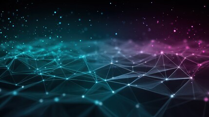 Abstract Digital Network With Glowing Interconnected Nodes