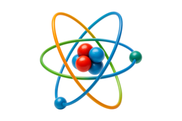 Creative Atom Model Physics Illustration Isolated on a Transparent Background