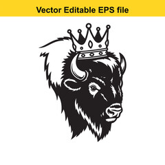 Obraz premium Bison head with crown