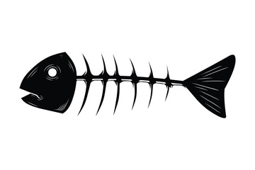 fish bone skeleton icon silhouette