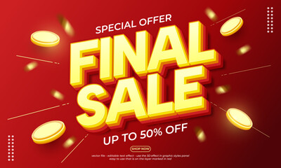 Final Sale banner poster template design for social media and websites. Text font is editable