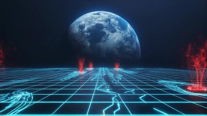 Conceptual visualization of a futuristic global digital network and data infrastructure, featuring glowing elements connecting Earth, symbolizing advanced technology and communication - Powered by Adobe