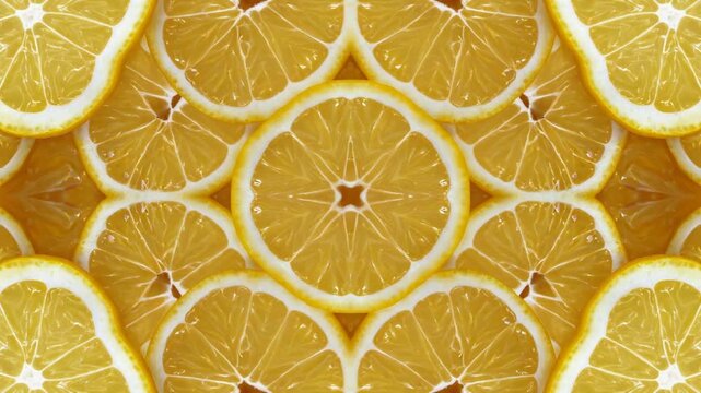 Kaleidoscope lemon tiled pattern seamless loop background