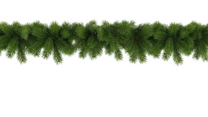 Green pine garland against a black background