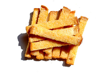 Sweet, sugar-coated crispy toast sticks.