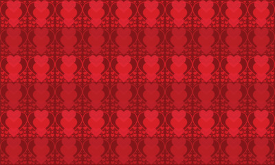Seamless red heart vector pattern background for Valentine’s Day, love celebration, greeting card, banner and poster design