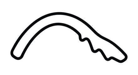 Simple line drawing of a curved object