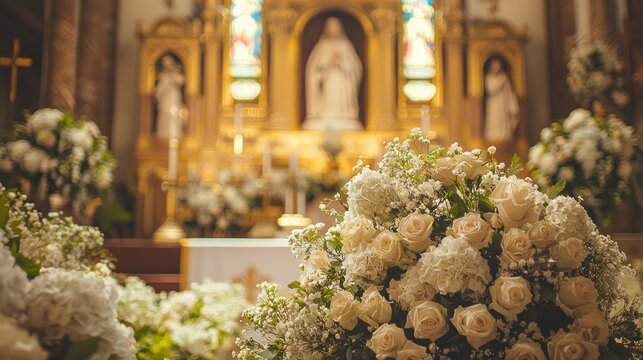 Floral arrangement altar church