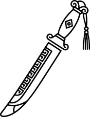 Traditional Korean Hwando Sword or Knife Silhouette