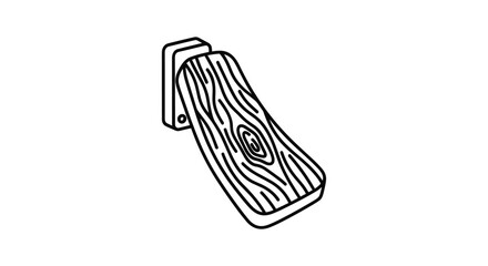 Simple line drawing of a wooden door stop