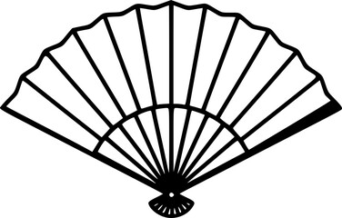 Traditional Korean Folding Hand Fan Seon Silhouette