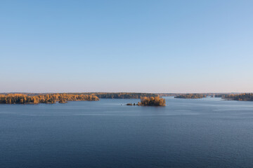 Autumn view of Lake Saimaa, located in southeastern Finland