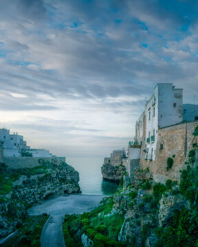 Lama Monachile Beach at Dusk, Polignano a Mare, Apulia, Italy