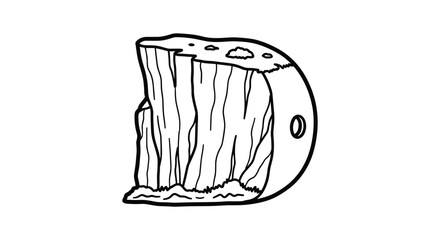 A simple line drawing of a broken object