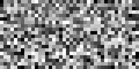 Dense grayscale mosaic pattern with tightly arranged pixel blocks in black, gray, and white tones, creating a strong censored texture suitable for privacy