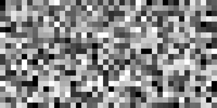 Dense grayscale mosaic pattern with tightly arranged pixel blocks in black, gray, and white tones, creating a strong censored texture suitable for privacy