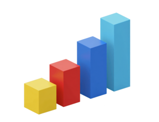 Four colored blocks in ascending height