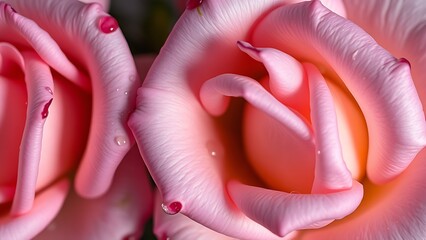unanimity. Rose flowers with water droplets in botanical close-up, directional light on water drops. gardening catalogs, home-decor guides, designed for home decor and floral branding.