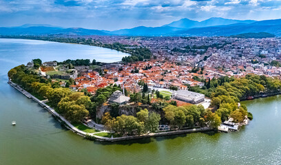 Aerial view of the city of Ioannina, Epirus, Greece