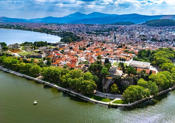 Aerial view of the city of Ioannina, Epirus, Greece