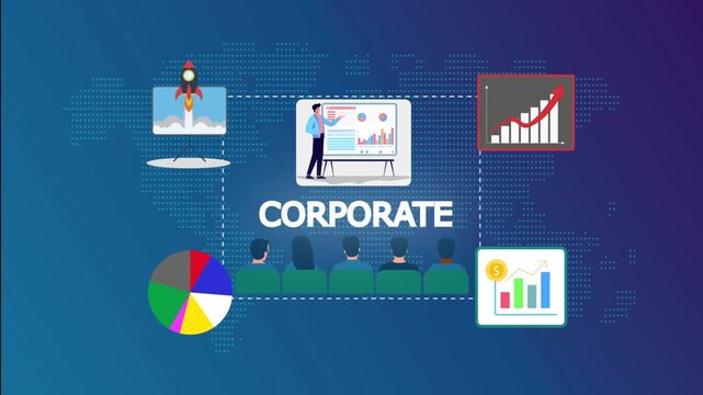 Corporate business analysis presentation motion video showcasing enterprise structure, governance strategy, and organizational performance.
